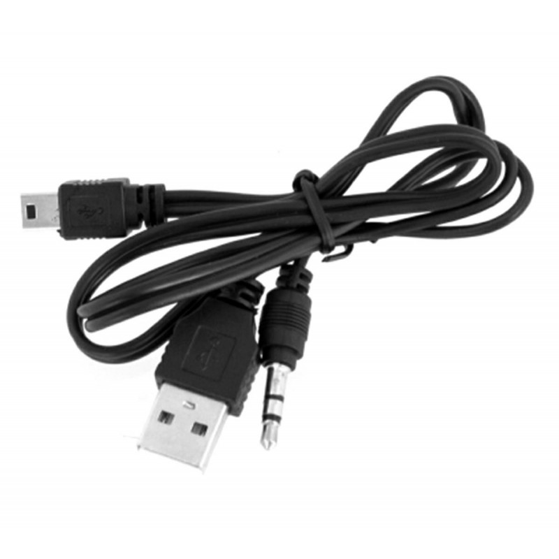 Adaptor 2 in1, mini USB, Jack 3,5 mm, negru