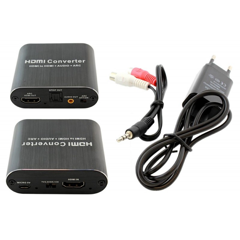 Convertor HDMI - HDMI Audio, lungime cablu: 1m, jack 3,5mm, 124g, negru