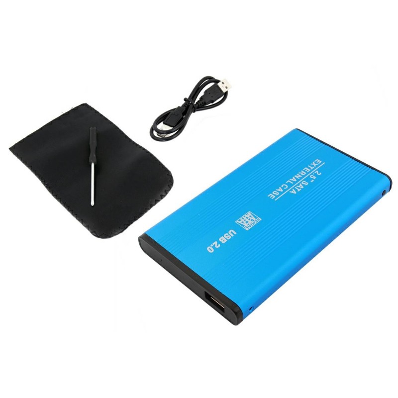 Suport HDD/SSD 2,5inch, cablu USB inclus, husa, otel, 13 x 7,5m x 1,3cm, albastru