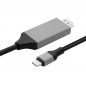 Cablu HDMI - USB C, adaptor MHL inclus, suport 3D, 4K, 48 biti, negru/gri Cablu HDMI - USB C, adaptor MHL inclus, suport 3D, 4K, 48 biti, negru/gri