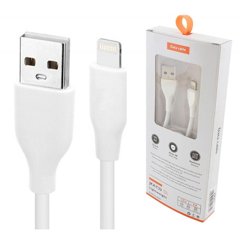 Cablu USB - Lightning, 2,1A, alb, lungime cablu 100 cm