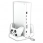Suport incarcare doua controlere Xbox si casti, model multifunctional 4 in 1, 2 ventilatoare racire, indicator LED, cablu USB