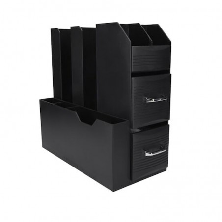 Stand organizator pentru cafea, 2 sertare, 9 compartimente, 29x28.5x13.5 cm, negru