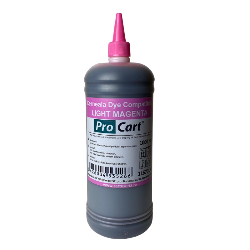 Cerneala Dye compatibila Epson L673, flacon 1000 ml, Light Magenta