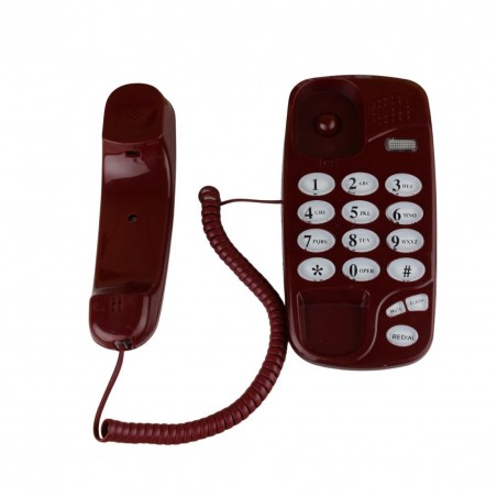Telefon fix cu fir, montabil pe perete tastatura iluminata, redial, mute, flash, visiniu, RESIGILAT