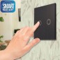Intrerupator dublu, 3-300W, lumina LED, IP45, sticla securizata, negru