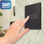 Intrerupator triplu negru, 3-300W, panou touch din sticla securizata, IP45 Intrerupator triplu negru, 3-300W, panou touch din sticla securizata, IP45