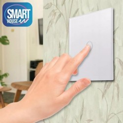Intrerupator Smart, control touch, IP45, sticla securizata, buton tactil iluminat, alb