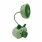 Mini ventilator de birou cu ascutitoare, suport pix, lumini, USB, verde