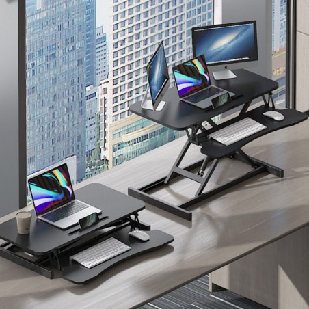 Masa ajustabila de birou Sit-Stand, lucru in picioare sau sezut, inaltime reglabila 14-51 cm, suport smartphone, cadru forma X