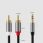 Cablu audio, mufa stereo Jack 3.5 mm, 2 mufe RCA, lungime 1 metru