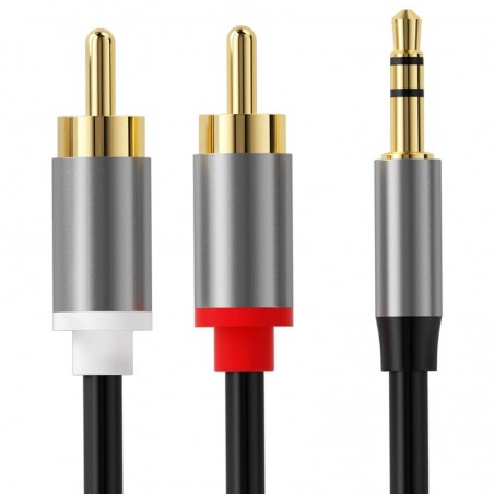 Cablu audio, mufa stereo Jack 3.5 mm, 2 mufe RCA, lungime 1 metru