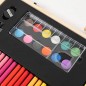 Trusa pentru pictura si desen, 180 accesorii, portabila, cutie depozitare lemn