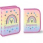 Penar scoala, echipat cu 32 piese, 2 extensii cu fermoar, model multicolor Happiness Penar scoala, echipat cu 32 piese, 2 extensii cu fermoar, model multicolor Happiness