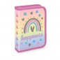 Penar scoala, echipat cu 32 piese, 2 extensii cu fermoar, model multicolor Happiness Penar scoala, echipat cu 32 piese, 2 extensii cu fermoar, model multicolor Happiness
