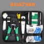 Set instrumente de retea LAN, tester cabluri, mufe, cleste, instrument sertizare, husa