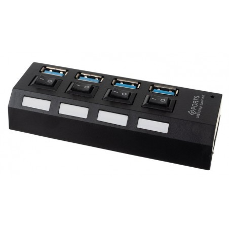 Hub 4 porturi USB 3.0, 5GB/s, protectie supraincalzire, cablu 46 cm, LED