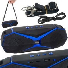 Boxa portabila multifunctionala, MP3, slot card, intrare USB, radio FM, 1200mAh, negru/albastru