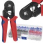 Set cleste sertizare hexagonal, 500 mansoane incluse, 18x7-16x4cm, otel, rosu/negru