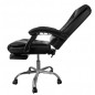 Scaun de birou cu suport de picioare, functie balansare, inaltime reglabila, pozitie adjustabila, piele ecologica, negru