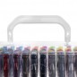 Set XXL 140 pixuri cu gel, 4 culori metalice, sclipici, multicolore, fluorescente, cutie transport inclusa