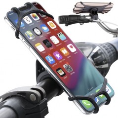 Suport telefon bicicleta, material antiaderent, unghi reglabil, universal, silicon, negru