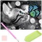 Set broderie cu diamante, model pisica, accesorii incluse, dimensiune 30x40 cm
