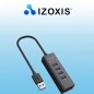 Hub USB 3.0, 4 porturi, iluminare LED, cablu inclus, 500-900mAh, 5V, 10,5x3,5x2cm, negru