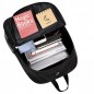 Ghiozdan reflectorizant, port USB, 5 compartimente, fermoar, cutie creioane inclusa, impermeabil, negru