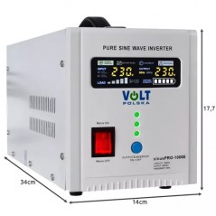 Invertor Sinus PRO 1000E 3in1, 3 functii, convertor DC/AC, sursa UPS, incarcator automat, display color, 1000VA, 1000W, 45/65Hz
