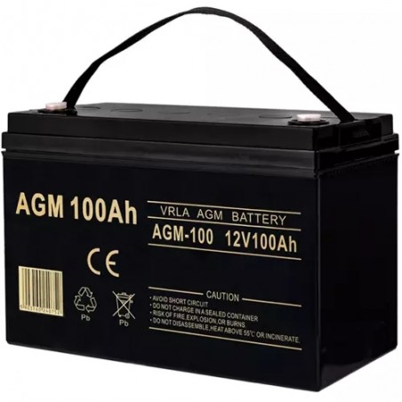 Baterie AGM, 25C, M8, 14,5-15V, 100Ah, 12V, 330x170x220mm, 24kg