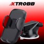 Suport telefon auto universal, brate reglabile, unghi reglabil, plastic, ventuze gel, rotire 360 grade, negru