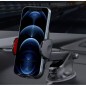 Suport telefon auto universal, brate reglabile, unghi reglabil, plastic, ventuze gel, rotire 360 grade, negru