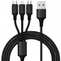 Incarcator auto USB, 4 porturi, fast charge, LED rosu, USB/microUSB/lightning, 4x4x7cm