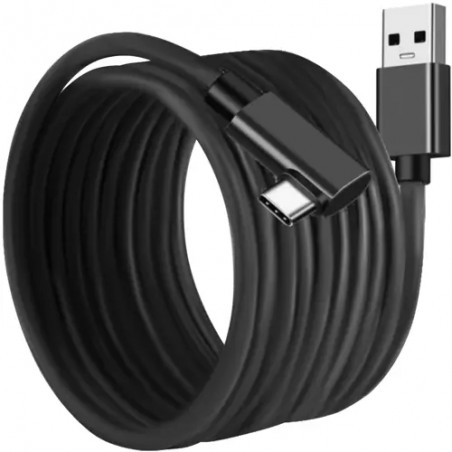 Cablu USB A 3.2 - USB Type C, 5 Gbps, mufa 90 grade, metal/PVC, lungime cablu 5 m