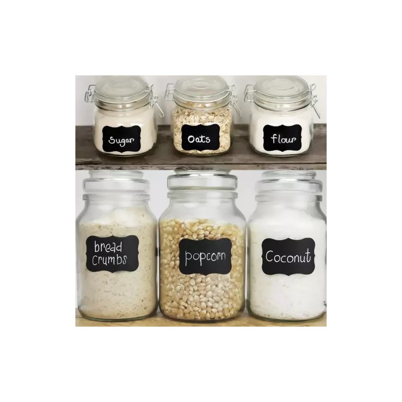 Set etichete autoadezive, 24 bucati, marker alb inclus, universale, PVC, pentru multiple suprafete