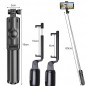 Selfie stick/trepied 2 in 1, telecomanda, Bluetooth, multifunctional, plastic/aluminiu, negru