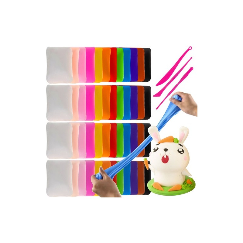 Set modelare plastilina, 48 bucati, 12 culori diferite, pungi 10 g, accesorii modelare, multicolor