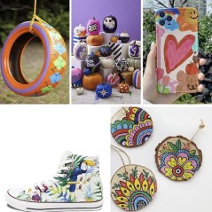 Set markere acrilice, 12 bucati, uscare rapida, universale, 12 culori, aplicare pe toate suprafetele