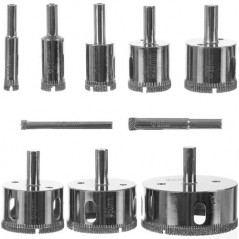 Set burghie fierastrau cu diamant, 10 bucati, universale, 12,7x7,5x9,3 cm, argintiu