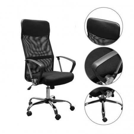 Scaun ergonomic de birou, directorial, spatar inalt, inaltime reglabila, sezut inclinabil, negru
