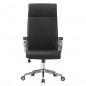 Scaun ergonomic de birou, piele ecologica, inaltime reglabila, baza si manere otel cromat, negru