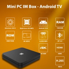Mini PC IM Box, Android TV, Mira Cast, 4K Ultra HD, Quad-Core 2.0 GHz, telecomanda