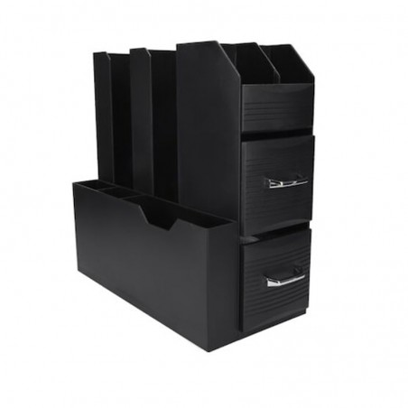 Stand organizator pentru cafea, 2 sertare, 9 compartimente, 29x28.5x13.5 cm, negru, RESIGILAT