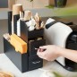 Stand organizator pentru cafea, 2 sertare, 9 compartimente, 29x28.5x13.5 cm, negru, RESIGILAT