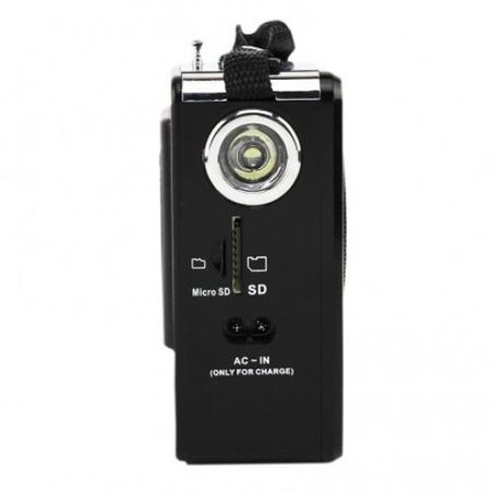 Radio portabil retro, USB, TF/SD, FM, MP3, lanterna, Jack 3.5 mm, antena, acumulator incorporat, RESIGILAT