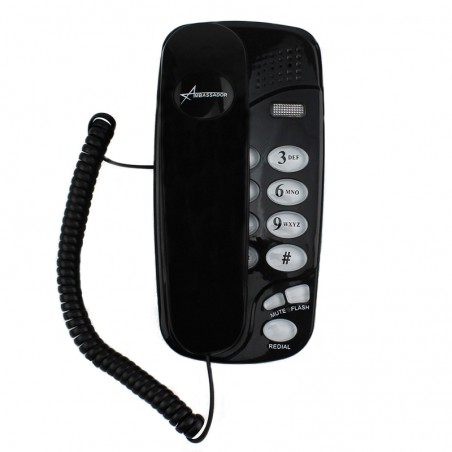 Telefon fix cu fir, montabil pe perete tastatura iluminata, redial, mute, flash, negru, RESIGILAT
