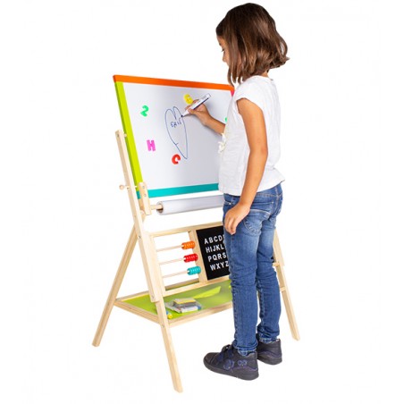 Tablita de scris 2 in 1, fata magnetica si pentru creta, 60x40 cm, alfabet si ceas, hartie, RESIGILAT