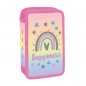 Penar scolar cu 2 fermoare, echipat cu 29 de piese, model Happiness Penar scolar cu 2 fermoare, echipat cu 29 de piese, model Happiness