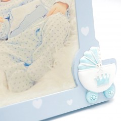 Rama foto New Baby, cadru din lemn, format 10x15, pentru birou, albastru pastel